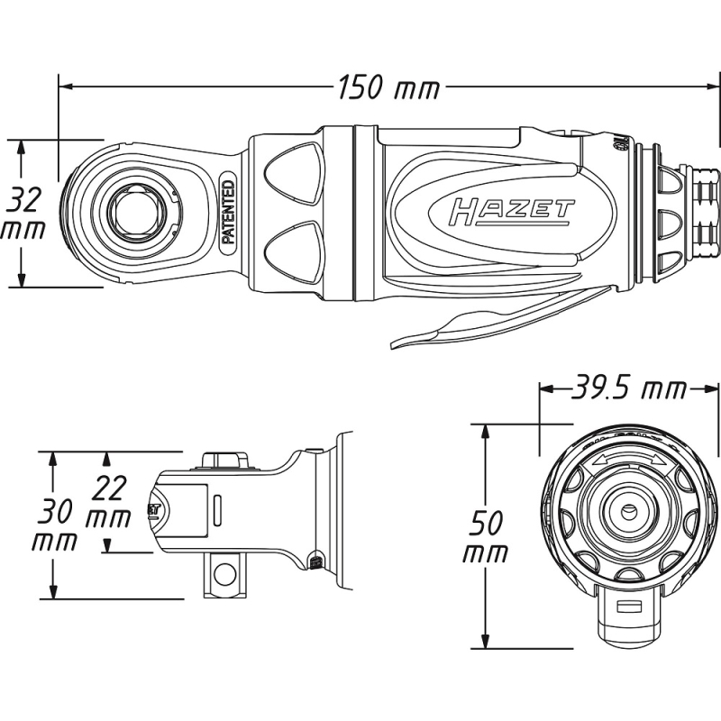 Druckluft Mini Ratschenschrauber 3/8"